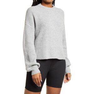BP Nordstrom Womens Size XXS Ribbed Crop Crewneck Sweater in Grey Heather‎ NEW